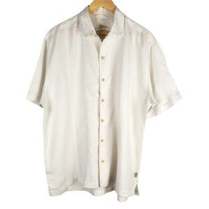 Tommy Bahama Linen Button Shirt Mens Size Large White Short Sleeves